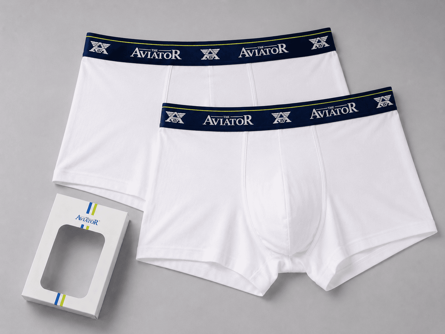 BOXER BLANC BANDE BLEU MARINE