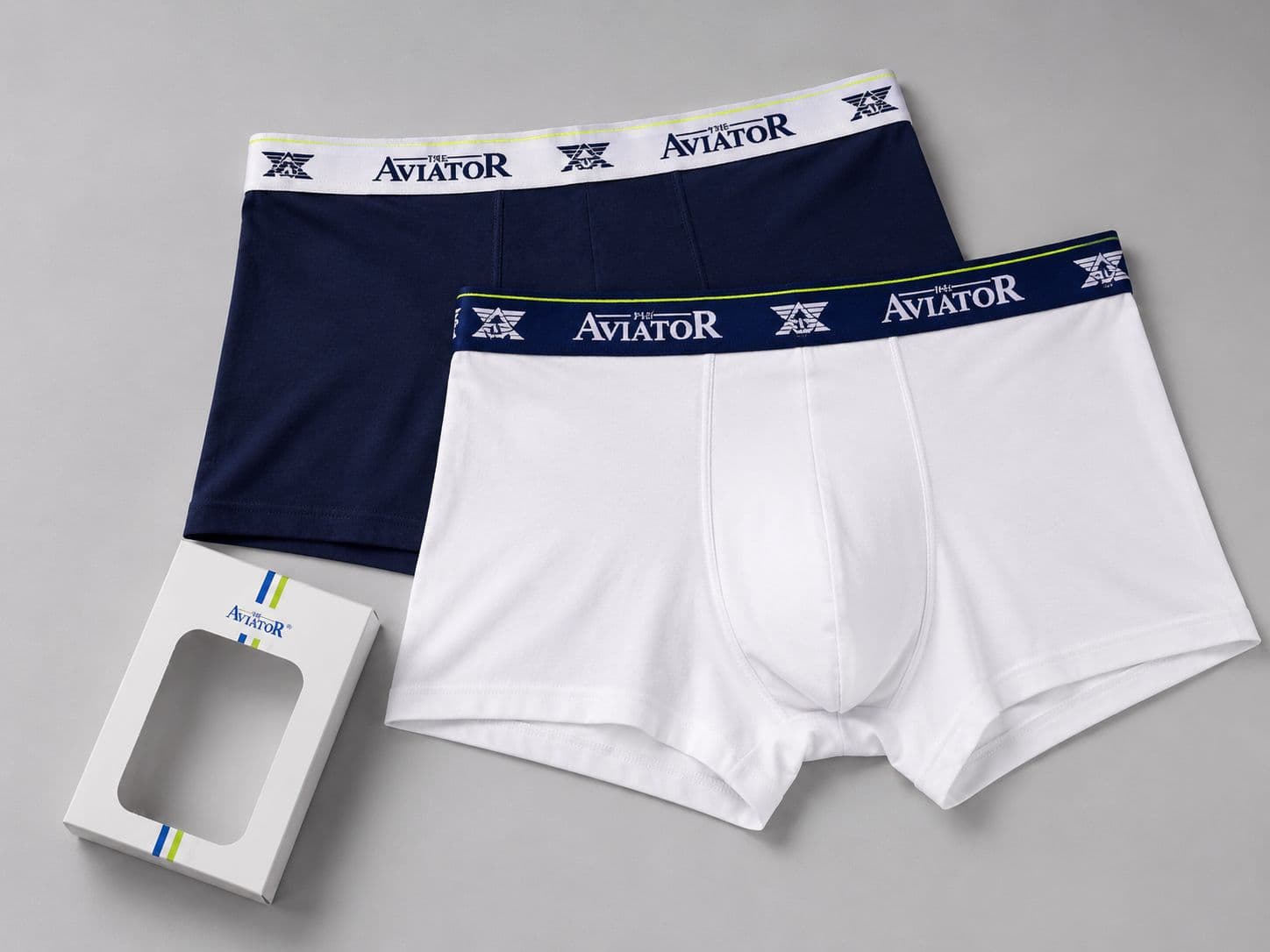 Pack de 2 boxers Aviator blanc et bleu marine